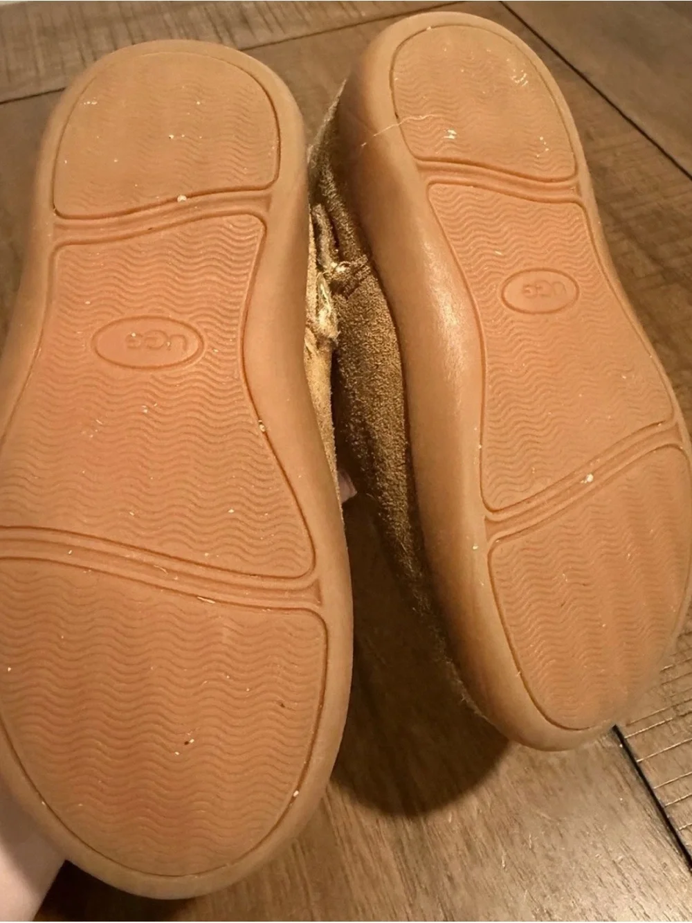 UGG Chestnut Suede Baby Boots with Shearling Trim
